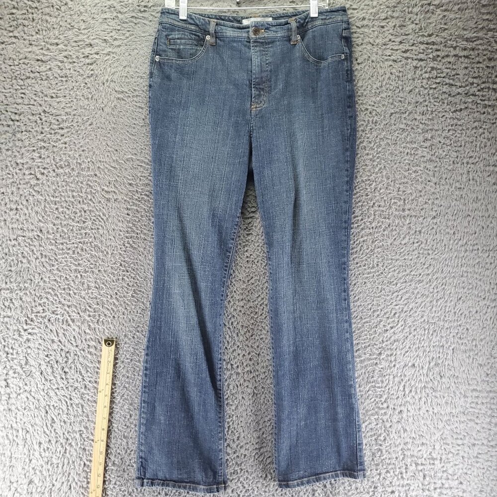 Chicos Jeans Womens Size 1.5 US 10 Blue Platinum Bootcut Stretch Denim